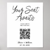Poster Graphique de placement de mariage Code QR Écriture (Devant)