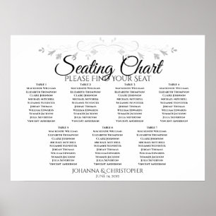 Poster Graphique de placement de mariage de 7 tables Chic