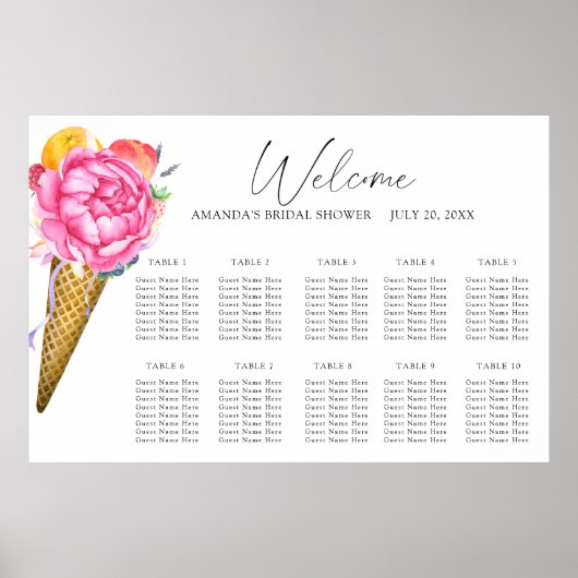 Poster Graphique de placement de mariage de glace aux fle (Devant)