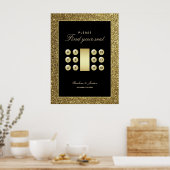 Poster Graphique de placement de mariage élégant noir et  (Cuisine)