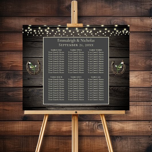 Poster Graphique de placement de mariage en bois de grang