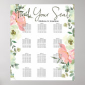 Poster Graphique de placement de mariage floral coquille (Devant)