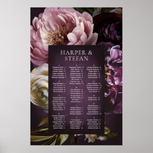 Poster Graphique de placement de mariage floral maximalis