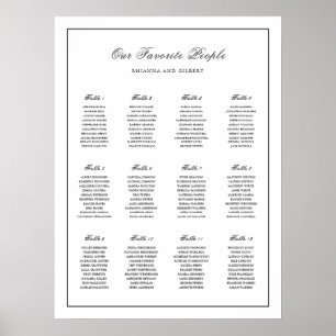 Poster Graphique de placement de mariage noir et blanc cl
