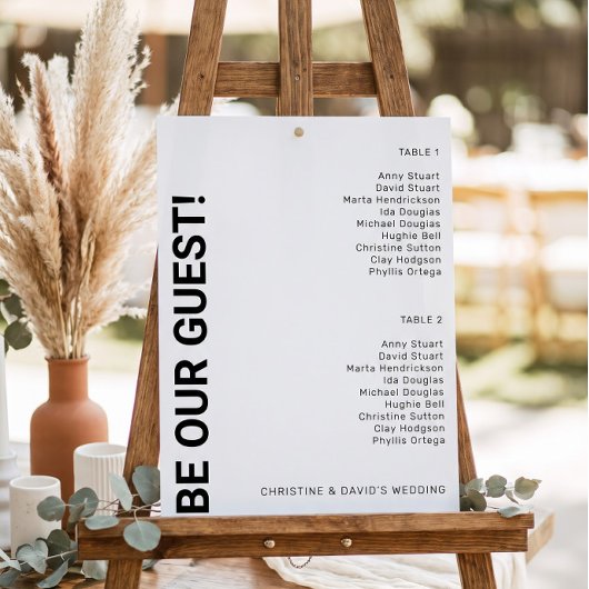 Poster Graphique de placement de mariage simple blanc 2 t