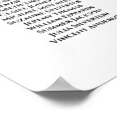 Poster Graphique de placement de mariage simple noir et b (Coin)