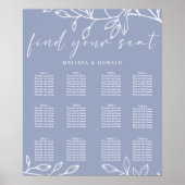 Poster Graphique de placement de mariage simple Pervenche (Devant)