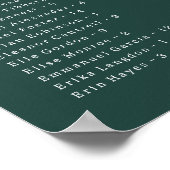 Poster Graphique de placement de mariage simple vert émer (Coin)