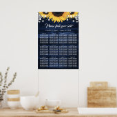 Poster Graphique de placement de mariage Tournesol Bois B (Cuisine)