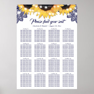 Poster Graphique de placement de mariage tournesol en den