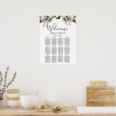 Poster Graphique de placement de mariage tropical floral (Cuisine)