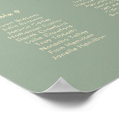 Poster Graphique de placement de mariage vert sauge simpl (Coin)