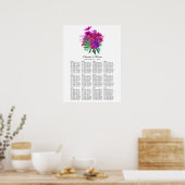 Poster Graphique de placement de sièges floral fuchsia et (Cuisine)