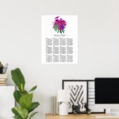 Poster Graphique de placement de sièges floral fuchsia et (Bureau à domicile)
