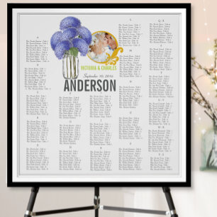 Poster Graphique de placement de sièges Floral Vintage Mo
