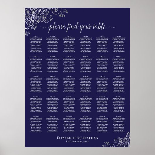 Poster Graphique de placement de table de mariage 30 tabl (Devant)