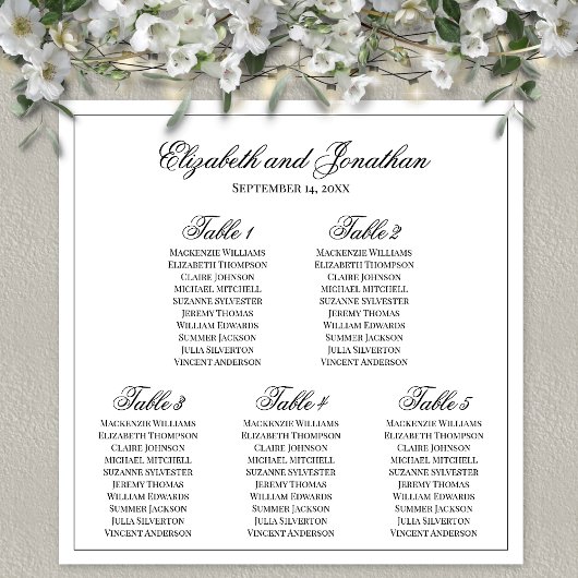 Poster Graphique de placement de table de mariage élégant