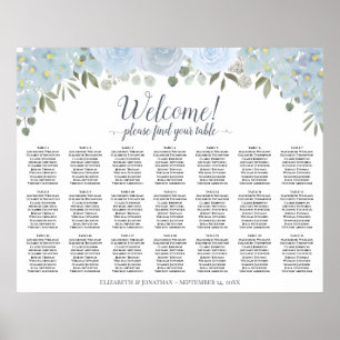 Poster Graphique de placement des invités à 21 tables Ble
