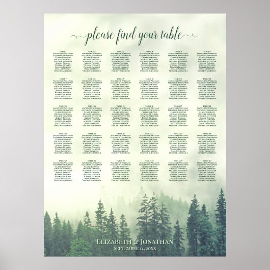Poster Graphique de placement des invités de mariage de 3 (Devant)