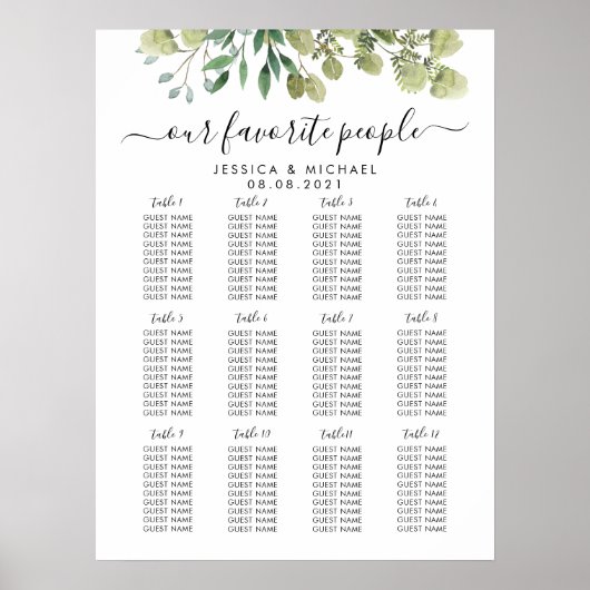 Poster Graphique de placement des invités de mariage gran (Devant)
