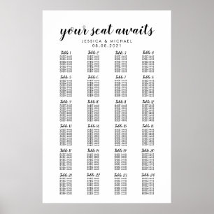 Poster Graphique de placement des invités de mariage gran