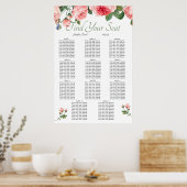 Poster Graphique de placement élégant à fleurs rose carmi (Cuisine)