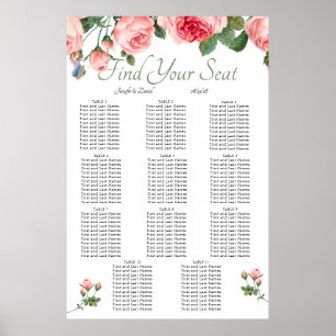 Poster Graphique de placement élégant à fleurs rose carmi