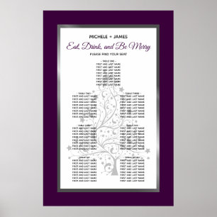 Poster Graphique de placement élégant argent et violet po