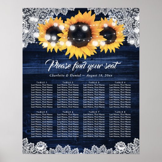 Poster Graphique de placement Navy Blue Bois Dentelle Tou (Devant)