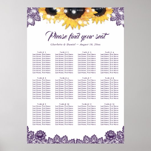 Poster Graphique de placement Rustique Tournesol en Dente (Devant)