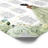 Poster Graphique de placement Vert Sage Floral Princesse (Coin)