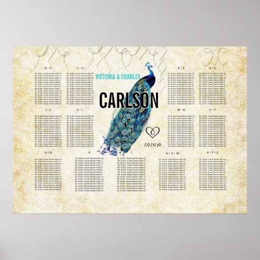 Poster Graphique de placement Vintage Moderne Paon (Devant)