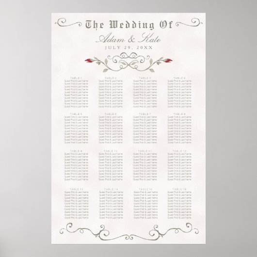 Poster GRAPHIQUE DE SIÈGE 121-160 | Élégant Mariage rouge (Devant)