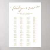 Poster Graphique de siège alphabétique Élégant Script or (Devant)