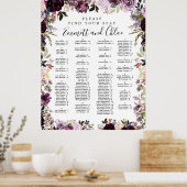 Poster Graphique de siège alphabétique floral rose pourpr (Cuisine)