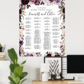 Poster Graphique de siège alphabétique floral rose pourpr (Bureau à domicile)