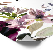 Poster Graphique de siège alphabétique floral rose pourpr (Coin)