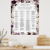 Poster Graphique de siège alphabétique floral rose pourpr (Cuisine)