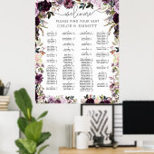 Poster Graphique de siège alphabétique floral rose pourpr (Bureau à domicile)