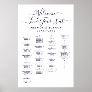 POSTER GRAPHIQUE DE SIÈGE BLEUE MARINE, ALPHABÉTIQUE