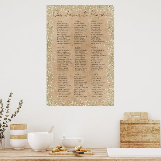 Poster Graphique de siège de Mariage de fleurs de gypsoph (Cuisine)