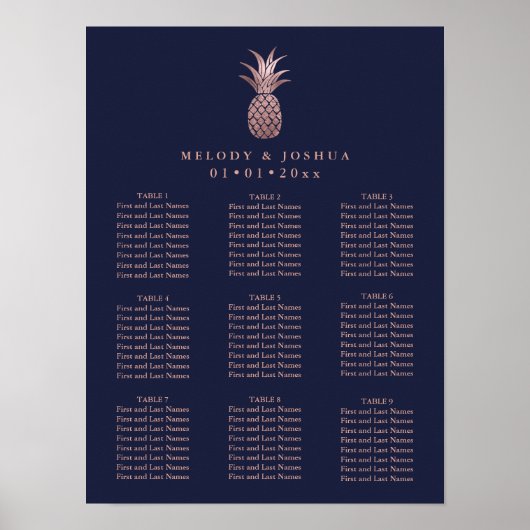 POSTER GRAPHIQUE DE SIÈGE DU ROSE BLEU DE MARINE GOLD PIN (Devant)