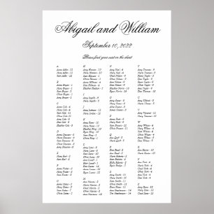 Poster Graphique de siège Mariage alphabétique Abigail El