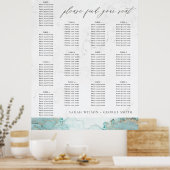 POSTER GRAPHIQUE DE SIÈGE MARIAGE AQUA BLUE MARBLE OR AGA (Cuisine)