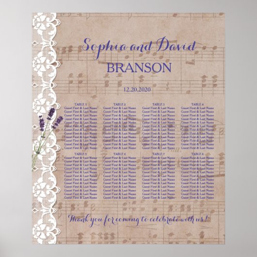 Poster Graphique de siège Mariage de Lavande de musique r (Devant)