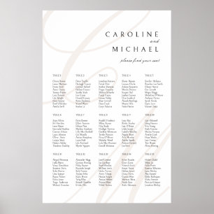 Poster Graphique de siège Mariage de monogramme classique