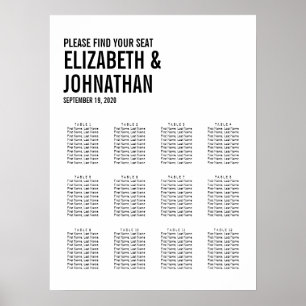 Poster Graphique de siège Mariage de typographie simple e