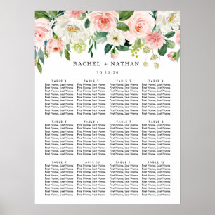 Poster Graphique de siège Mariage floral à fleurs blanche