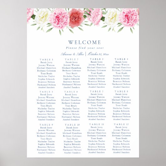 Poster Graphique de siège Mariage Floral Eucalyptus (Devant)
