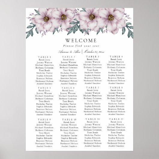 Poster Graphique de siège Mariage Floral Eucalyptus (Devant)